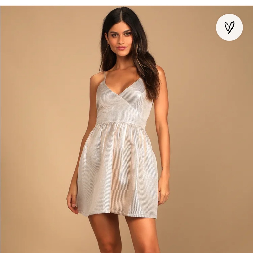 Metallic Gold Skater Dress Lulus